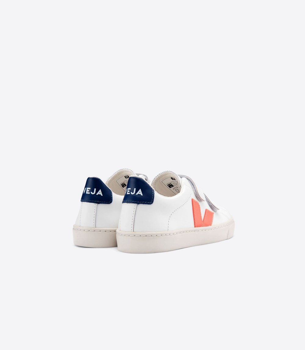 Tenis Veja Niños - Esplar Velcro Cuero - Blancos - 086POALRM